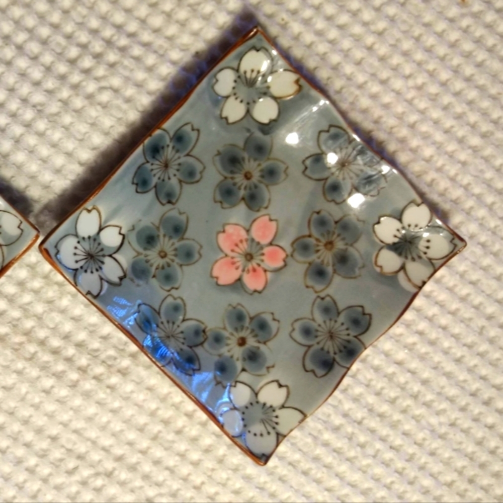 Set of 2 | Cherry Blossom Blue Plate | Japan - 4 inches